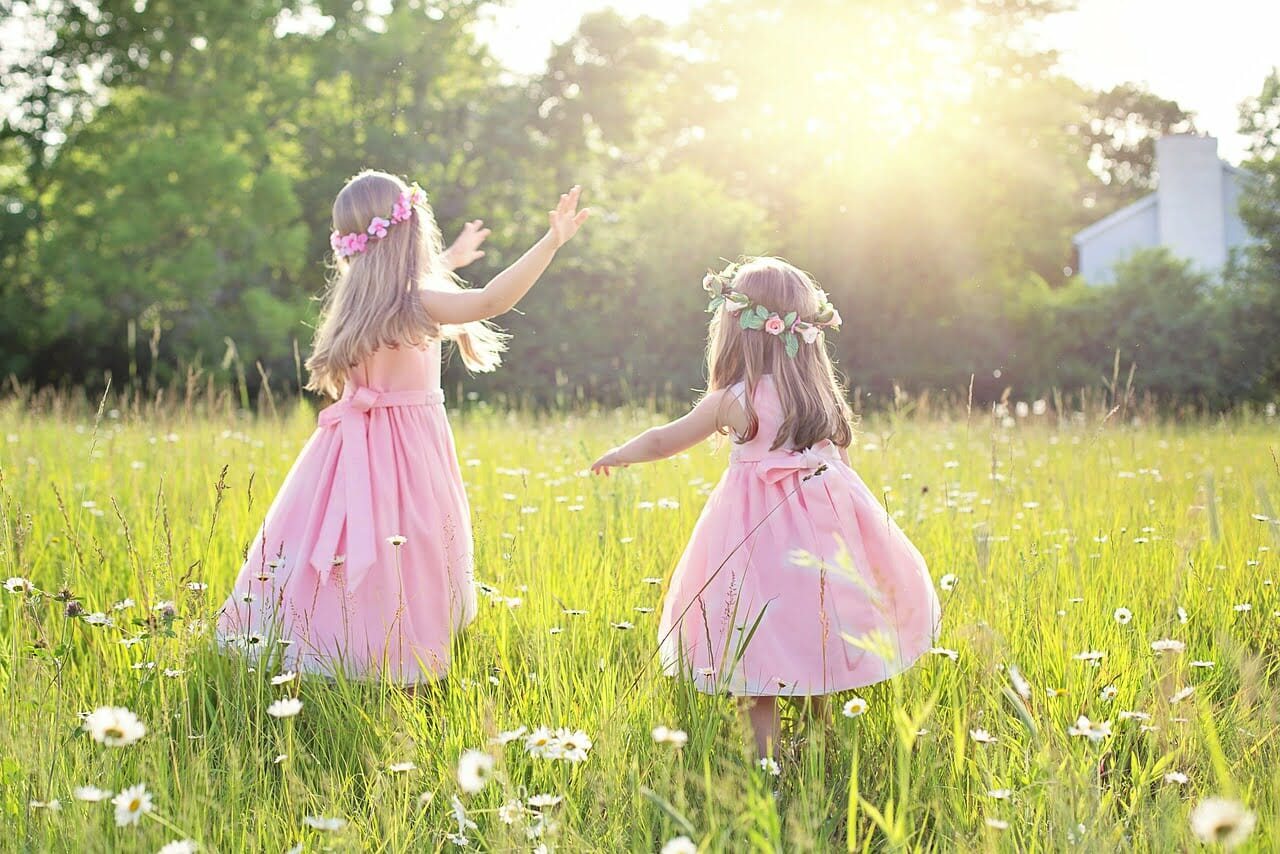 summer, little girls, children